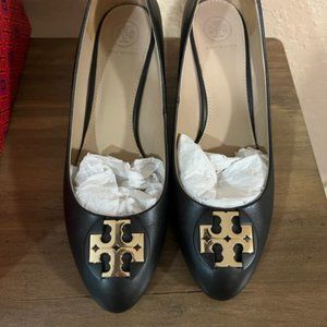 TORY BURCH LUNA 65MM WEDGE BLACK LEATHER sz 8.5